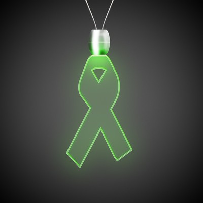 24" Green Ribbon Light-Up Pendant Necklace(Pad Printed)