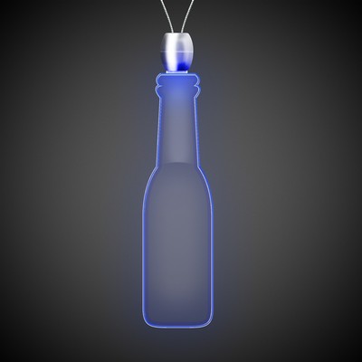 24" Blue Round Bottle Light-Up Pendant Necklace(Laser Engraved)
