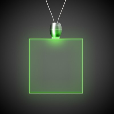 24" Green Square Light-Up Pendant Necklace(Laser Engraved)