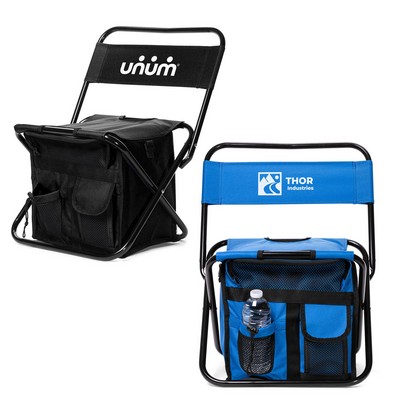 Folding Chair w/24 Can Cooler Bag & Pockets