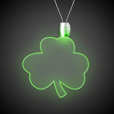 Green Light Up Shamrock Pendant Necklaces(Digi Print)